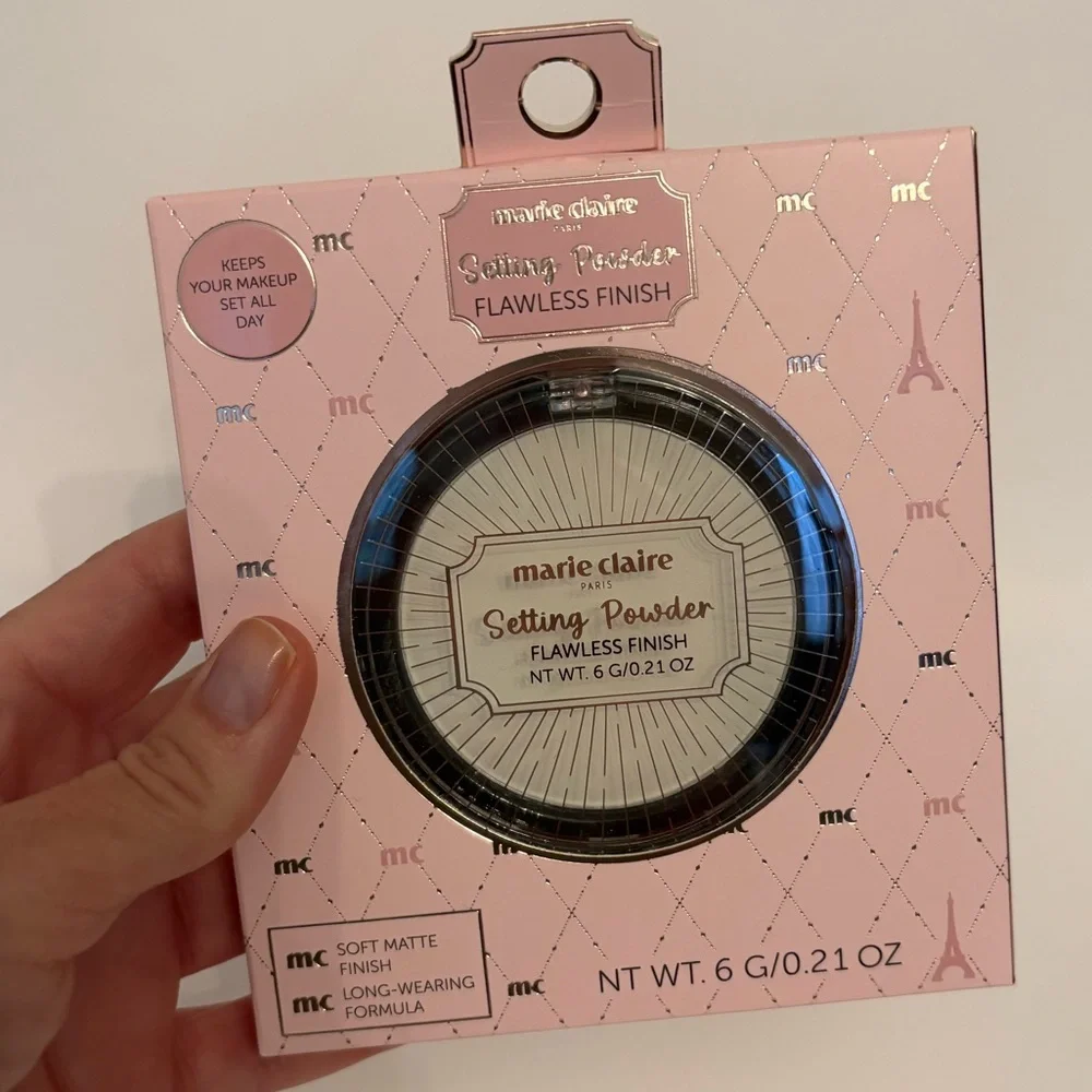 Marie Claire Paris Setting Powder Soft Matte Finish Long Wear Pink White New OS